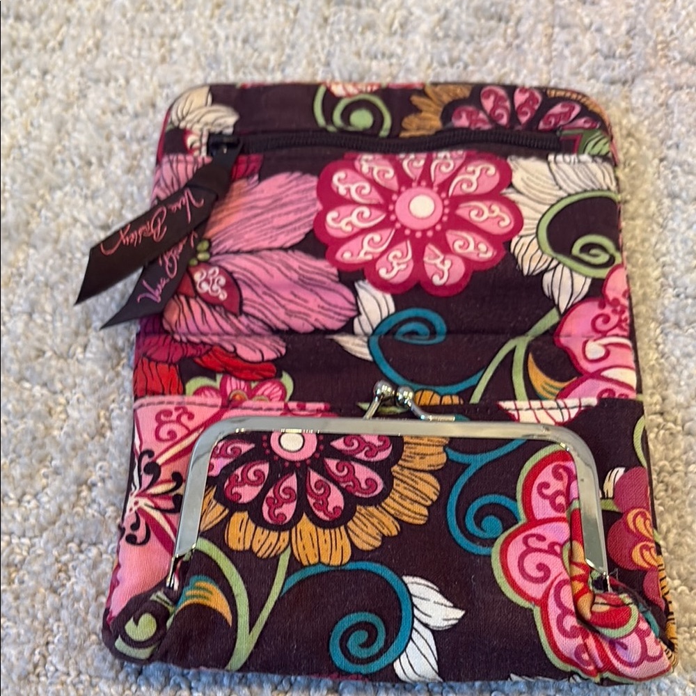 Vera Bradley $$ Pink/Red/Brown Wallet, coin purse, and curling iron cover. EUC - Picture 2 of 14